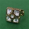 Kundan Adjustable Ring with Mehndi Plating Carat Plating