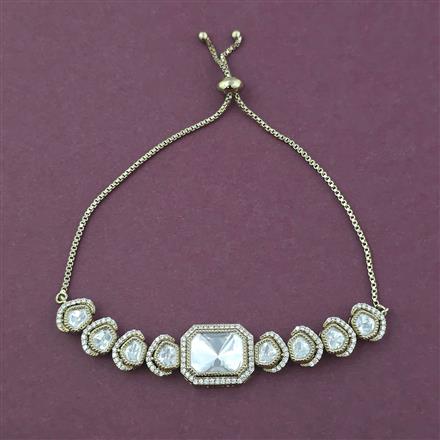 Kundan Adjustable Bracelet with Mehndi Plating