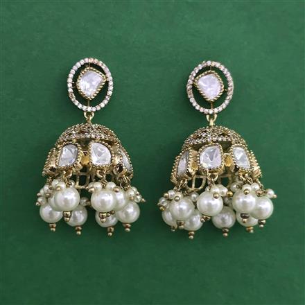 Kundan Jhumki with Mehndi Plating