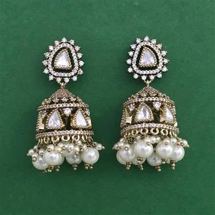 Kundan Jhumki with Mehndi Plating