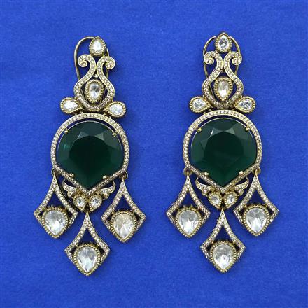 Kundan Long Earring with Mehndi Plating