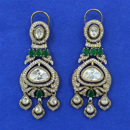 Kundan Classic Earring with Mehndi Plating