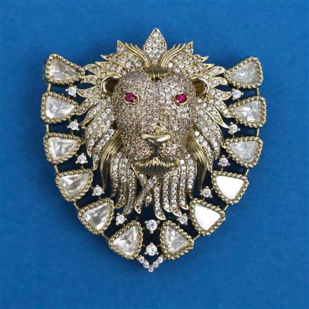 Kundan Classic Brooch with Mehndi Plating