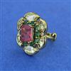 Kundan Adjustable Ring with Mehndi Plating