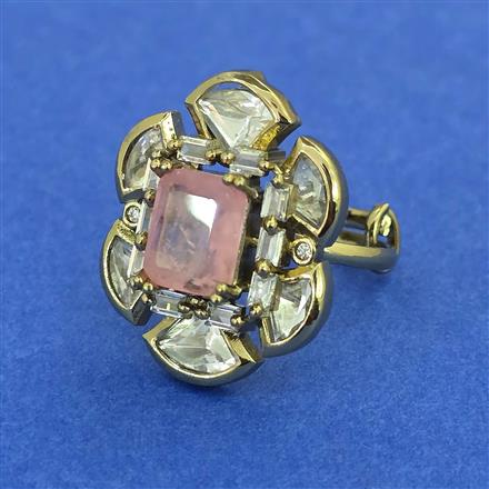 Kundan Adjustable Ring with Mehndi Plating
