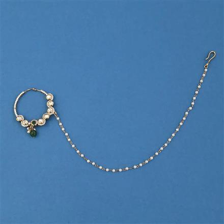 Kundan Pressing Nose Ring with Mehndi Plating