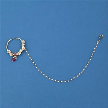 Kundan Pressing Nose Ring with Mehndi Plating
