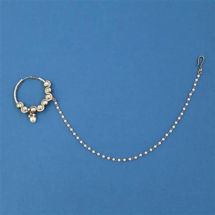 Kundan Pressing Nose Ring with Mehndi Plating