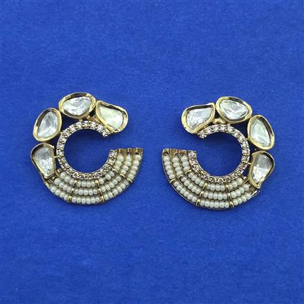 Kundan Pearl Earring with Mehndi Plating Carat Plating