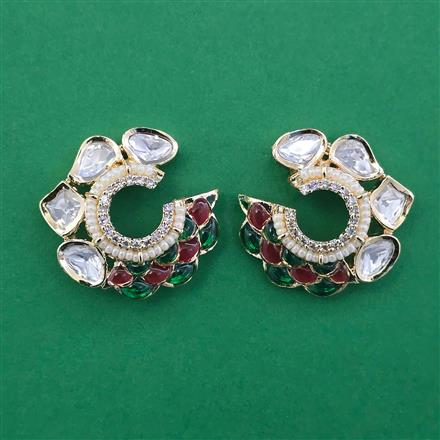 Kundan Pearl Earring with Carat Plating