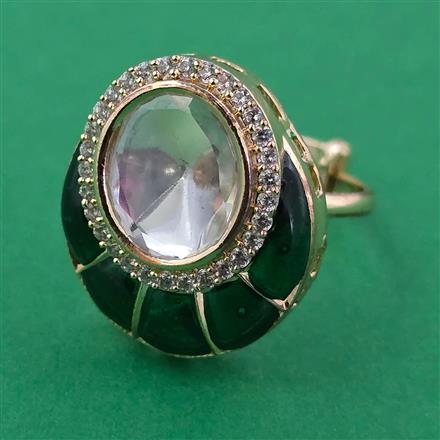 Kundan Adjustable Ring with Carat Plating