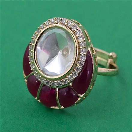 Kundan Adjustable Ring with Carat Plating