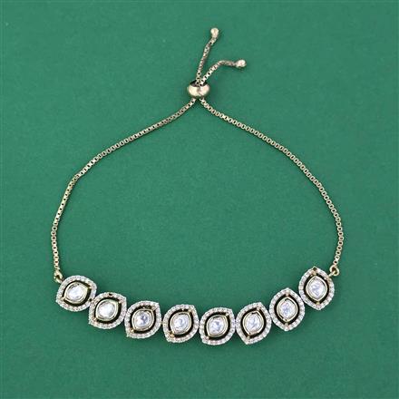 Kundan Adjustable Bracelet with Mehndi Plating