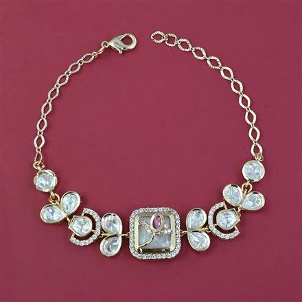 Kundan Adjustable Bracelet with Carat Plating