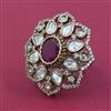 Kundan Adjustable Ring with Mehndi Plating