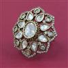 Kundan Adjustable Ring with Mehndi Plating