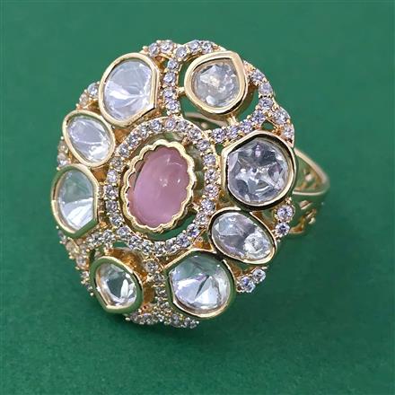 Kundan Adjustable Ring with Carat Plating