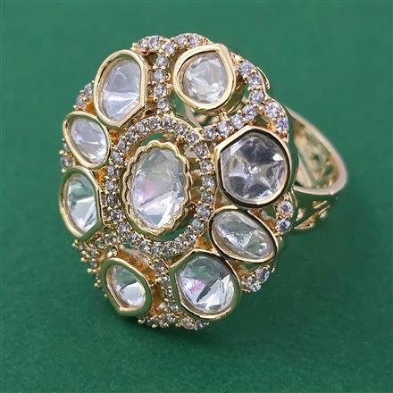 Kundan Adjustable Ring with Carat Plating
