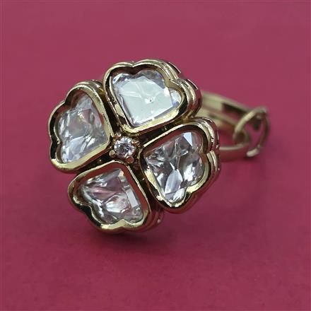 Kundan Adjustable Ring with Mehndi Plating Carat Plating