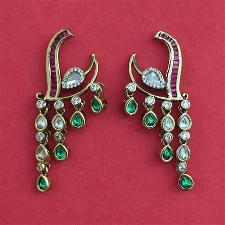 Kundan Classic Earring with Mehndi Plating