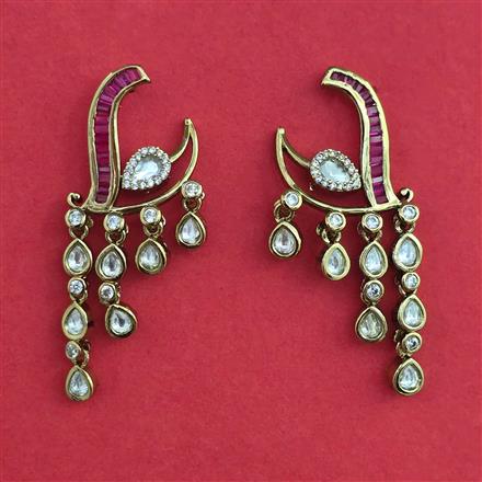 Kundan Classic Earring with Mehndi Plating
