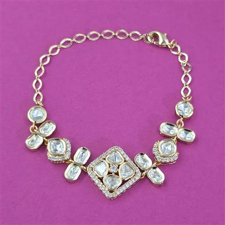 Kundan Adjustable Bracelet with Carat Plating