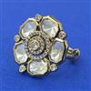 Kundan Adjustable Ring with Mehndi Plating Carat Plating