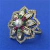 Kundan Adjustable Ring with Mehndi Plating