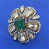 Kundan Adjustable Ring with Mehndi Plating