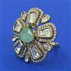 Kundan Adjustable Ring with Mehndi Plating