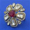 Kundan Adjustable Ring with Mehndi Plating