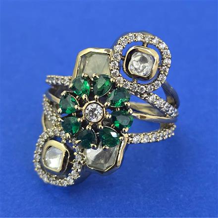 Kundan Adjustable Ring with Mehndi Plating