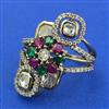 Kundan Adjustable Ring with Mehndi Plating
