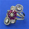 Kundan Adjustable Ring with Mehndi Plating