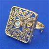 Kundan Adjustable Ring with Mehndi Plating Carat Plating