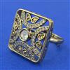 Kundan Adjustable Ring with Mehndi Plating Carat Plating