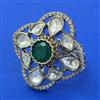 Kundan Adjustable Ring with Mehndi Plating