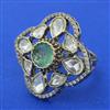 Kundan Adjustable Ring with Mehndi Plating