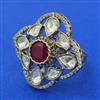 Kundan Adjustable Ring with Mehndi Plating