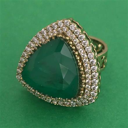 Kundan Adjustable Ring with Mehndi Plating