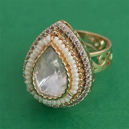 Kundan Adjustable Ring with Carat Plating