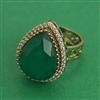 Kundan Adjustable Ring with Mehndi Plating