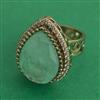 Kundan Adjustable Ring with Mehndi Plating