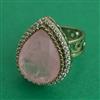 Kundan Adjustable Ring with Mehndi Plating