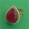 Kundan Adjustable Ring with Mehndi Plating