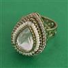 Kundan Adjustable Ring with Mehndi Plating