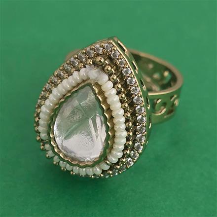 Kundan Adjustable Ring with Mehndi Plating