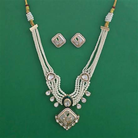 Kundan Mother Of Pearl Necklace with Carat Plating