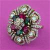 Kundan Adjustable Ring with Mehndi Plating