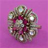 Kundan Adjustable Ring with Mehndi Plating